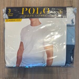Polo Ralph Lauren Classic Fit Cotton Crews - White and Blue